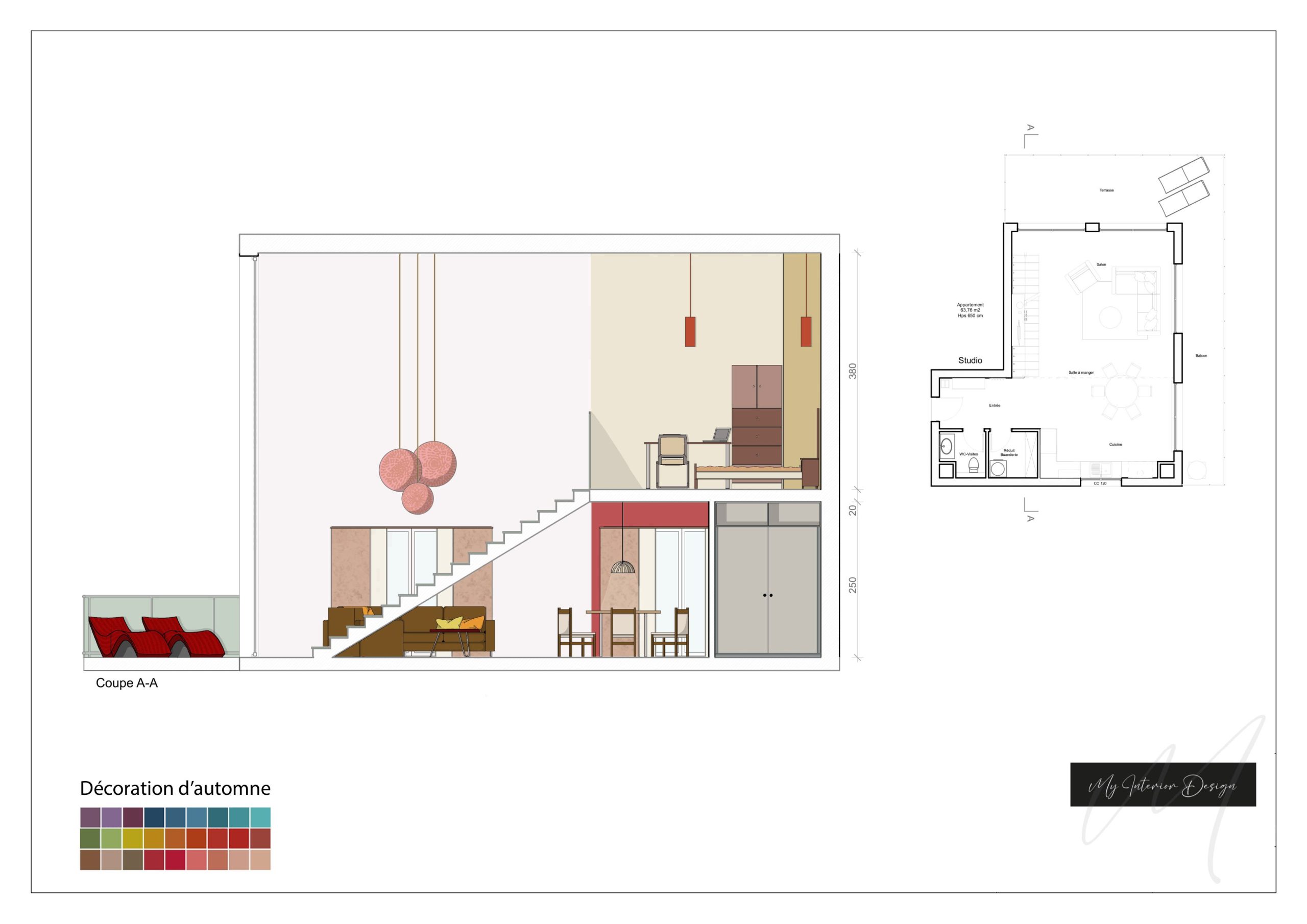 Projet Studio-Mezzanine (Coupe A couleur)