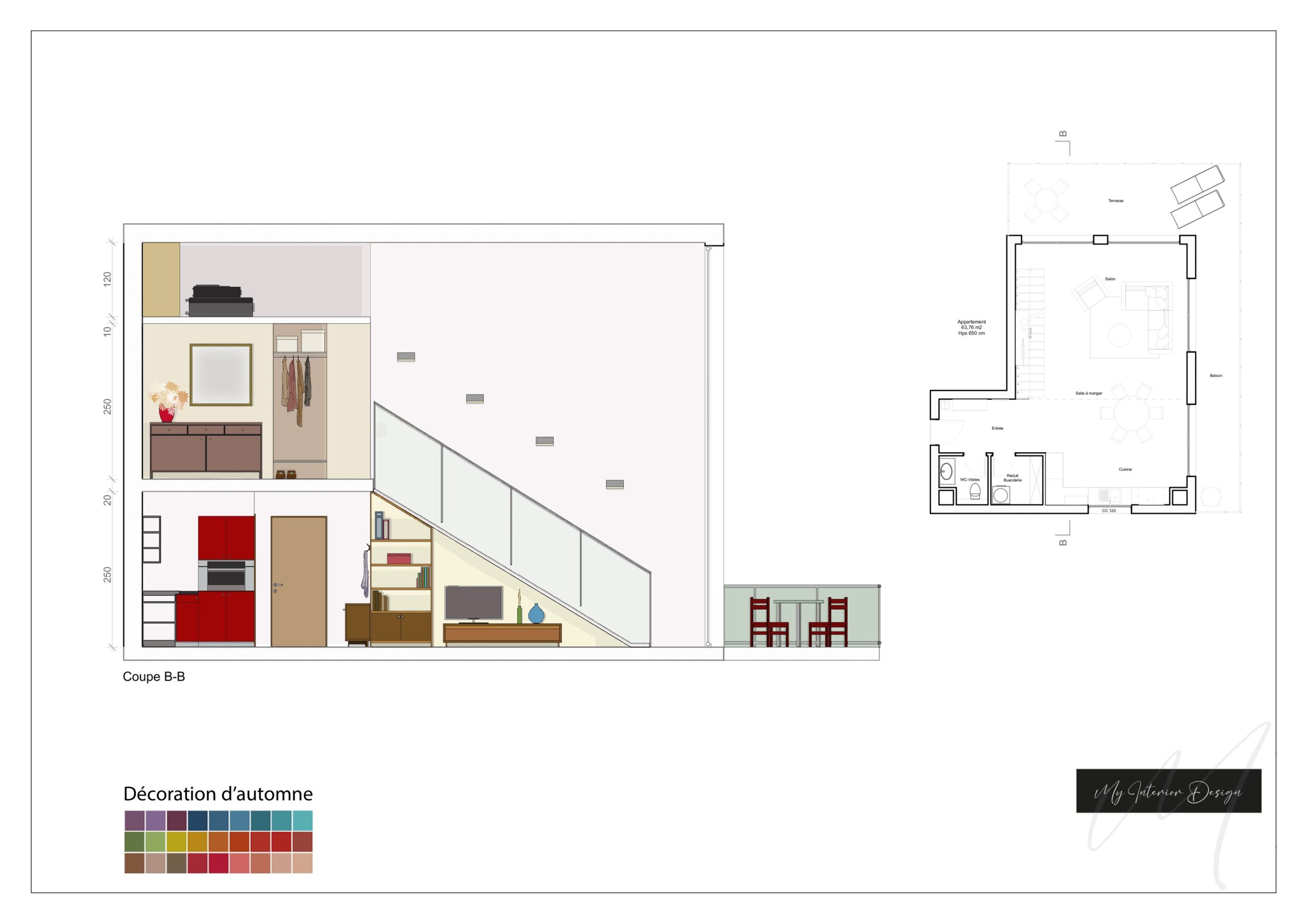 Projet Studio-Mezzanine (Coupe B couleur)